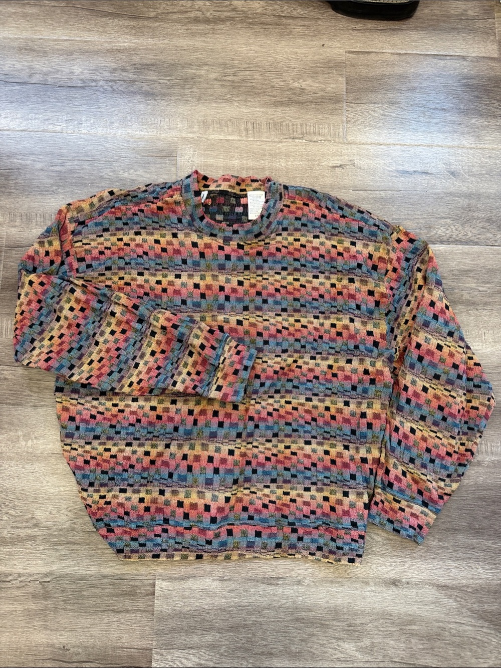 Vintage Multicolor Patterned Crewneck Sweater - Men